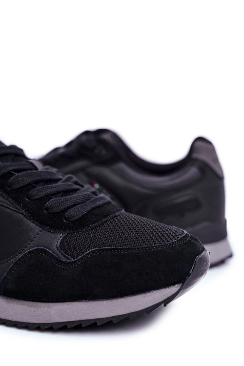 Sportowe Męskie Buty Skóra Zamsz Czarne Fonsi