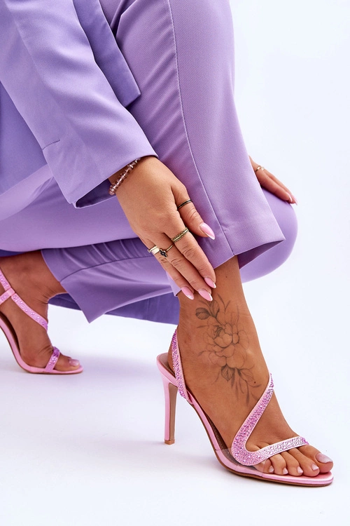 Eleganckie Wsuwane Sandałki Na Obcasie Różowe Colima