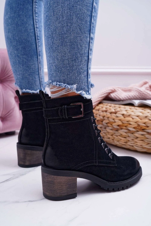 Damskie Botki Workery Sergio Leone Czarne BT705