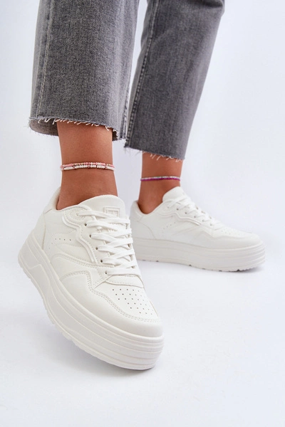 Sneakersy Damskie Na Platformie Białe Axivana