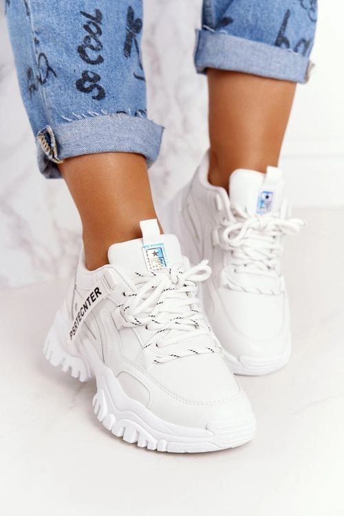 Damskie Sneakersy Na Masywnej Podeszwie Białe Laugh