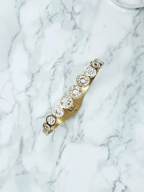 Damska Bransoleta Stalowa Z Cyrkoniami Złota Vien