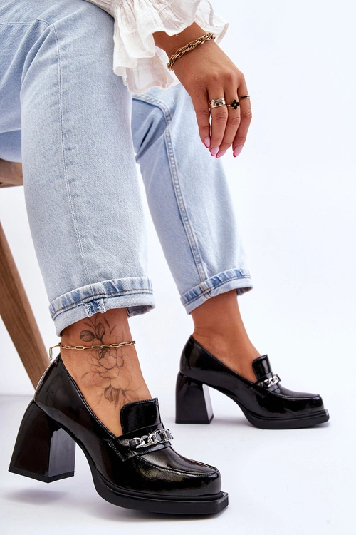 Wygodne Czółenka Na Masywnym Obcasie Czarne Julien