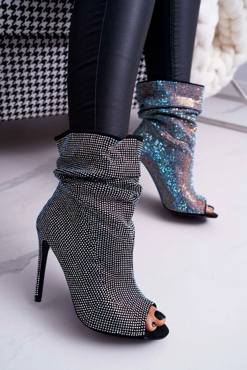 Botki Na Szpilce Z Cyrkoniami Lu Boo Czarne