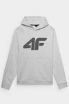 Męska Bluza Dresowa Nierozpinana Z Kapturem 4FWMM00TSWSM1464-27M Jasnoszara