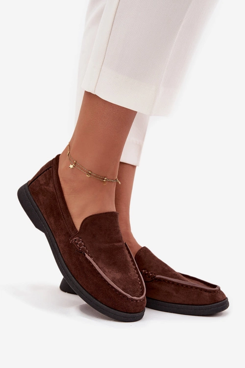 Mokasyny Damskie Z Eko Zamszu Czekoladowe Tynara