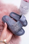 Klapki Dziecięce Młodzieżowe Big Star Szare Brokatowe AA374087