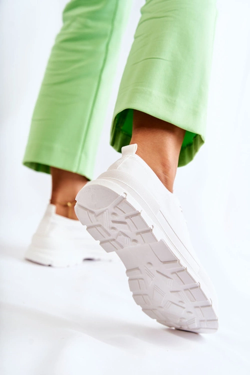 Damskie Niskie Trampki Materiałowe Białe Gueso