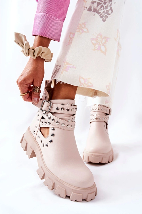 Workery Z Dżetami Na Platformie Beżowe Vernelle