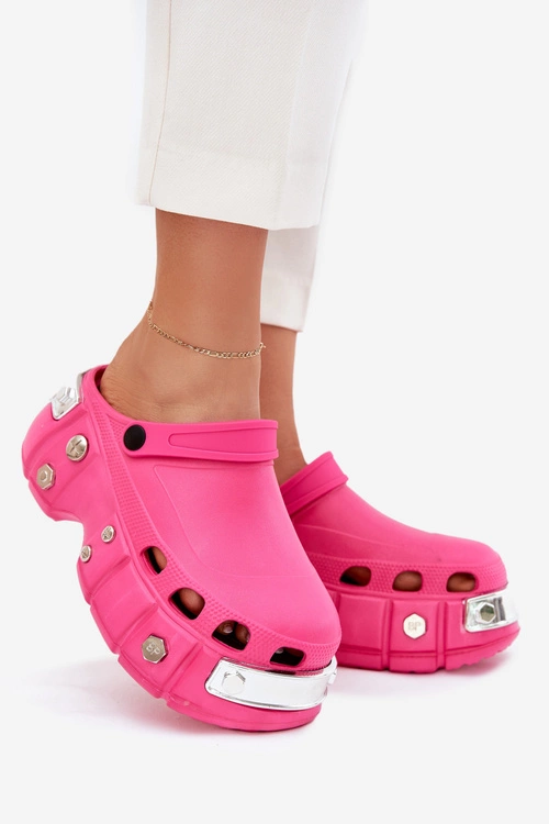 Klapki Damskie Na Masywnej Platformie Fuksja Korina