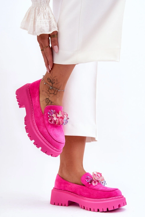 Damskie Mokasyny Z Ozdobnymi Kryształami Różowe Avril