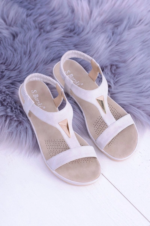 Damskie Szare Sandały z Elastyczną Gumką Riben