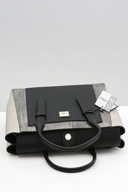 Nobo Damska Duża Czarna Torebka Aktówka Skóra Węża