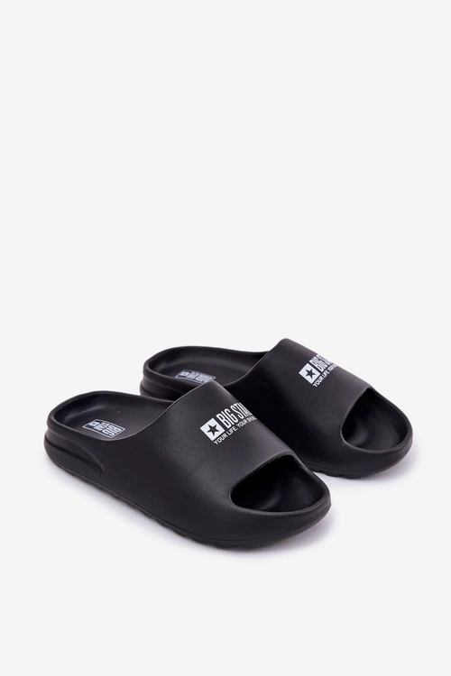 Piankowe Klapki Męskie Z Logo Big Star RR174A012 Czarne