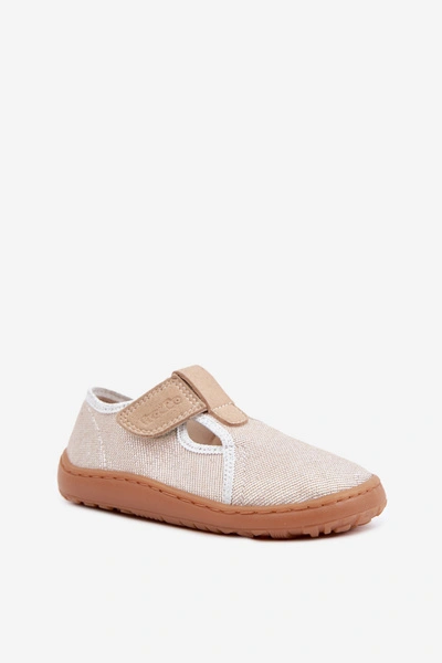 Kapcie Dziecięce Na Rzep Błyszczące Barefoot Froddo Cannvas G1700439-3 Złote