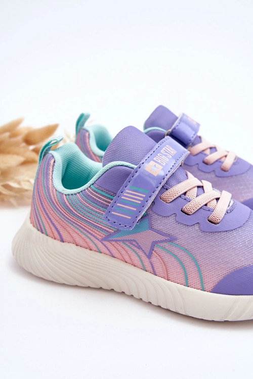 Lekkie Dziecięce Buty Sportowe Memory Foam System Big Star LL374151 Fioletowe