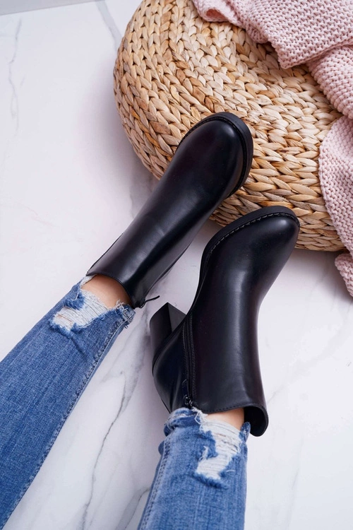 Botki Damskie Na Obcasie Czarne Serrena