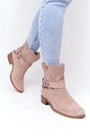 Ażurowe Wiosenne Botki Lewski Shoes 2905-0 Beżowe