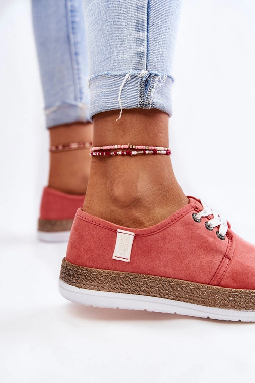 Damskie Niskie Trampki Memory Foam System Big Star KK276006 Koralowe