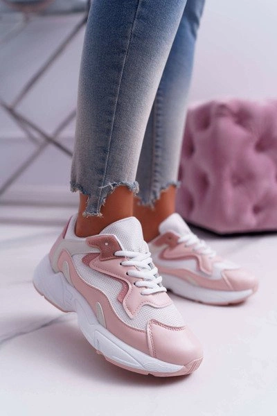 Sportowe Damskie Buty Różowo Białe Szantal