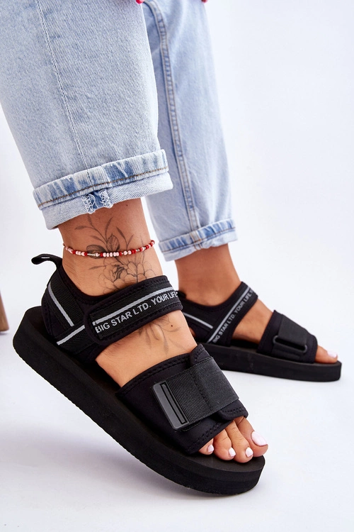 Damskie Sandały Na Rzepy Big Star LL274784 Czarne