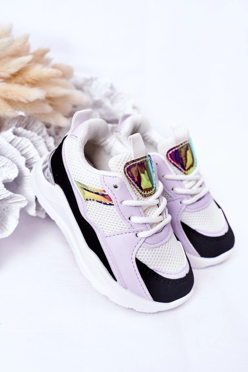 Dziecięce Sportowe Buty Sneakersy Czarno-Fioletowe Game Time