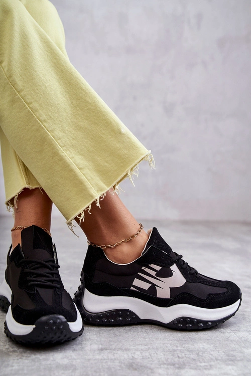 Damskie Buty Sportowe Wiązane Czarne Tolea