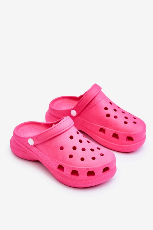 Piankowe Klapki Kroksy Na Masywnej Podeszwie Ciemnoróżowe Katniss