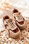 Dziecięce Sportowe Buty Sneakersy Beżowo-Brązowe Nila
