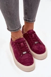 Zamszowe Sneakersy Damskie Na Platformie Vinceza 79578 Bordowe