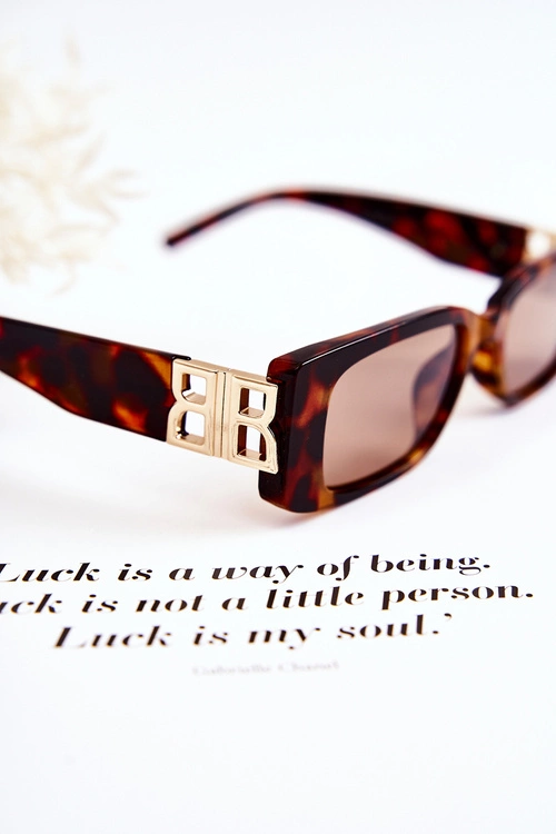 Modne Okulary Przeciwsłoneczne Prostokątne Marmurkowe V120035 Brązowe