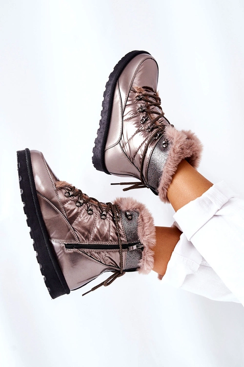 Wysokie Śniegowce Ocieplane Futerkiem Złote Sneezy