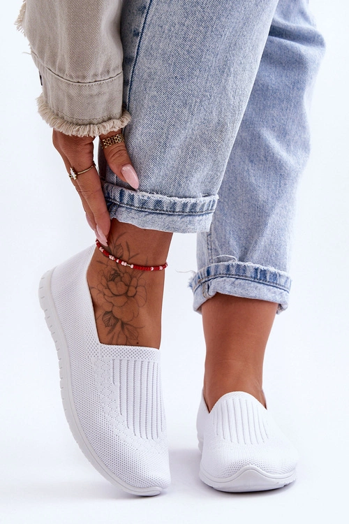 Damskie Trampki Tenisówki Wsuwane Białe Lento