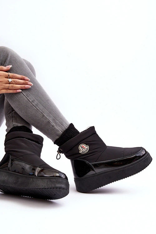 Wsuwane Śniegowce Damskie Na Platformie Czarne Gattea