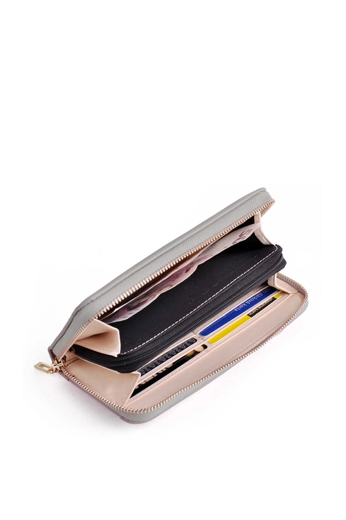 Duży Portfel Na Suwak Szary Hailey