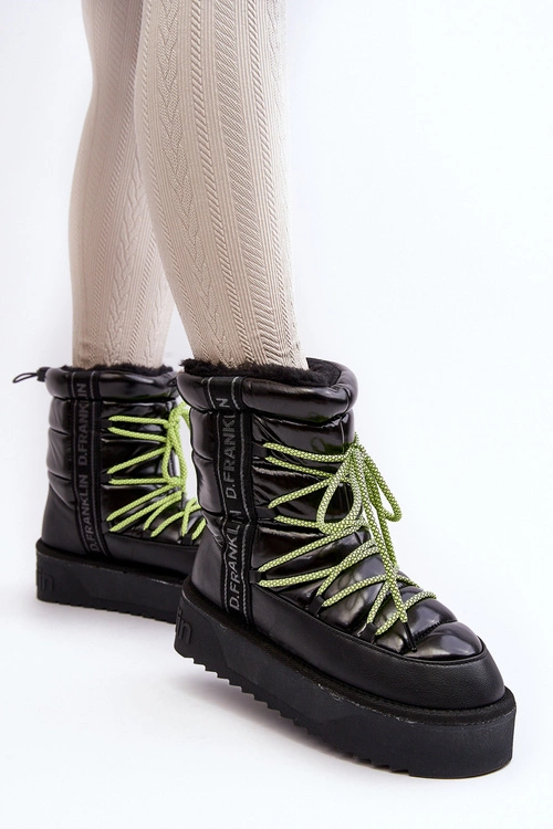 Śniegowce Damskie Na Grubej Podeszwie Wegańskie D.Franklin DFSH371007 Czarne