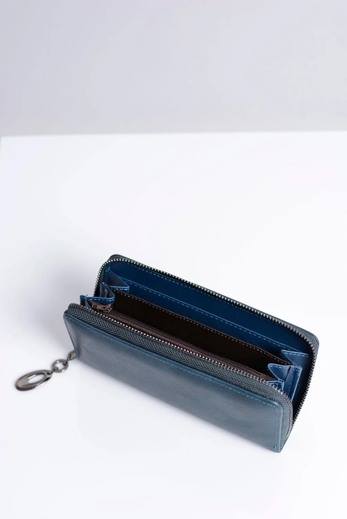 Duży Damski Granatowy Portfel z Serduszkiem