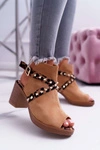 Sandały Damskie Na Słupku Lu Boo Z Cholewką Camel 318-30 Fiode