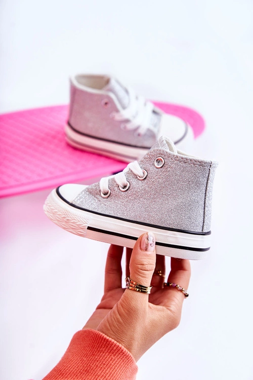 Dziecięce Trampki Wysokie Srebrne Catrina