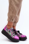 Półbuty Sneakersy Skórzane Damskie Na Platformie Maciejka 06479-15 Fuksja