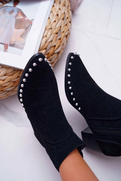 Botki Damskie z Dżetami Czarne Sobery