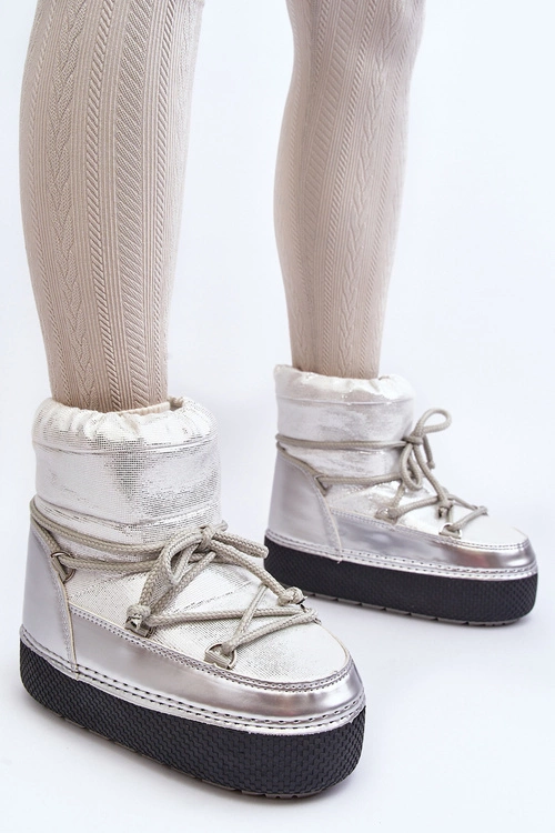 Damskie Śniegowce Z Wiązaniem Srebrne Toolsa