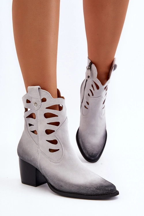 Skórzane Botki Z Wycięciami Maciejka 06412-11 Białe