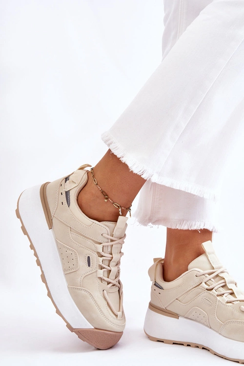 Damskie Buty Sportowe Na Platformie Jasnobeżowe Dakari