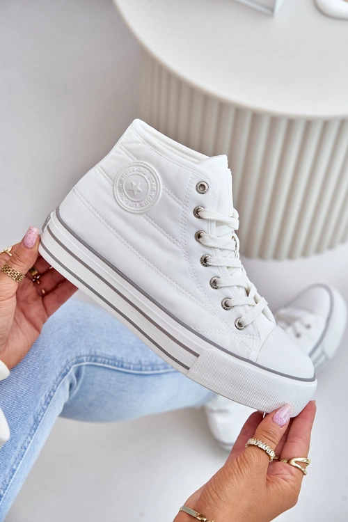 Ocieplane Trampki Damskie Na Platformie OO274A473 Białe