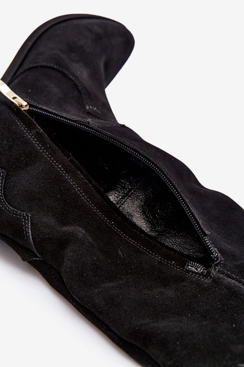 Zazoo 3427 Damskie Zamszowe Kozaki Kowbojki Czarne