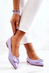 Skórzane Baleriny W Szpic Fioletowe Rachelle