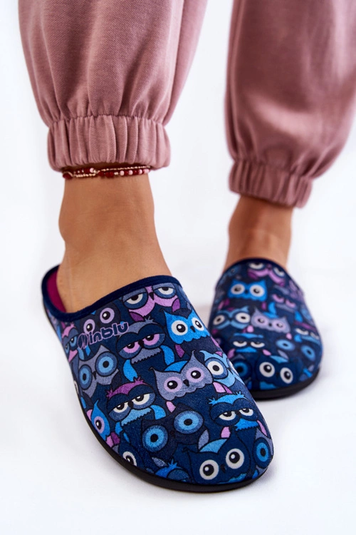 Domowe Klapki Papcie W Koty Inblu GF-12-004 Granatowe