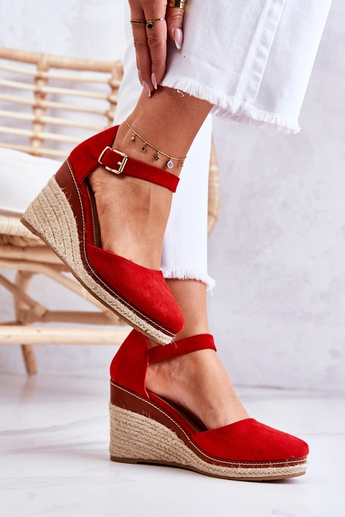 Damskie Espadryle Na Koturnie Czerwone Tamarill