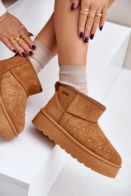 Śniegowce Ze Zdobieniem Na Platformie Big Star OO274A104 Camel